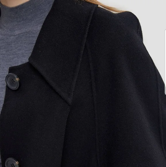 *NWT Buttoned Long Wool Coat (Black) - Silk Maison